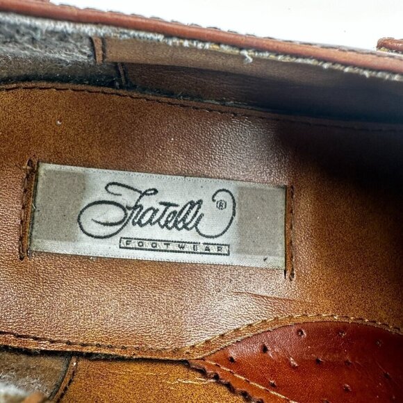 Fratelli Footwear Men Size 8.5M Brown Leather Cap Toe Double Buckle Dress Shoes - Picture 13 of 14